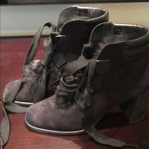 Pedro Garcia  Wilmette furry and suede booties